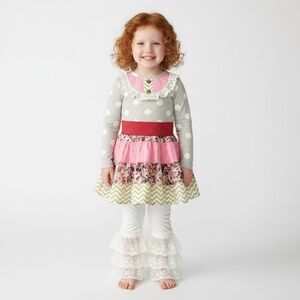 Haute Baby Girls 2pc Cottagecore Dress & Ruffle Leggings Set | Size 3T Easter